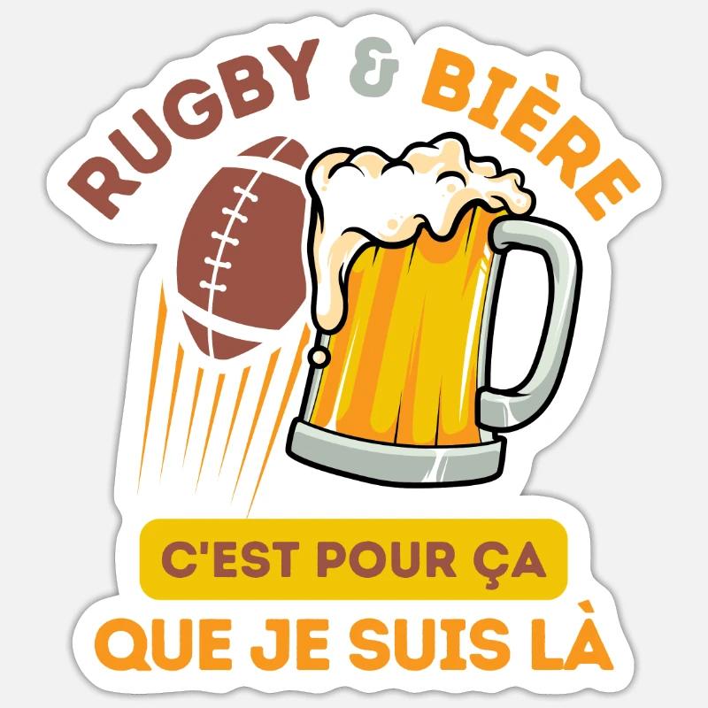bugby et bière match de rugby Sticker taille S (10 x 10 cm)