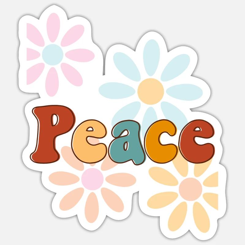 Peace - Sticker taille S (10 x 10 cm) - blanc mat