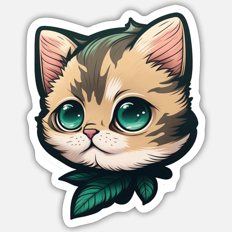 Chaton mignon - Sticker taille S (10 x 10 cm) - blanc mat