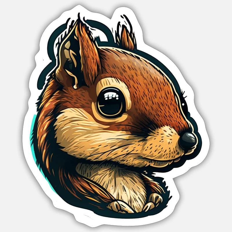 Süße Eichhörnchen Illustration - Sticker Größe S (10 x 10 cm) - Mattweiß