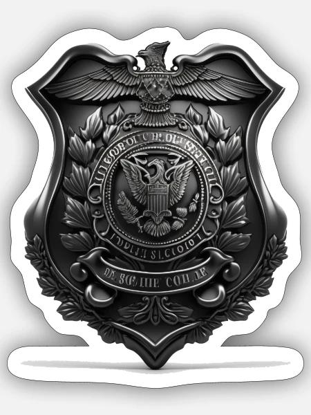 Schwarze Polizeiabzeichen-Silhouette - Sticker Größe S (10 x 10 cm) - Mattweiß