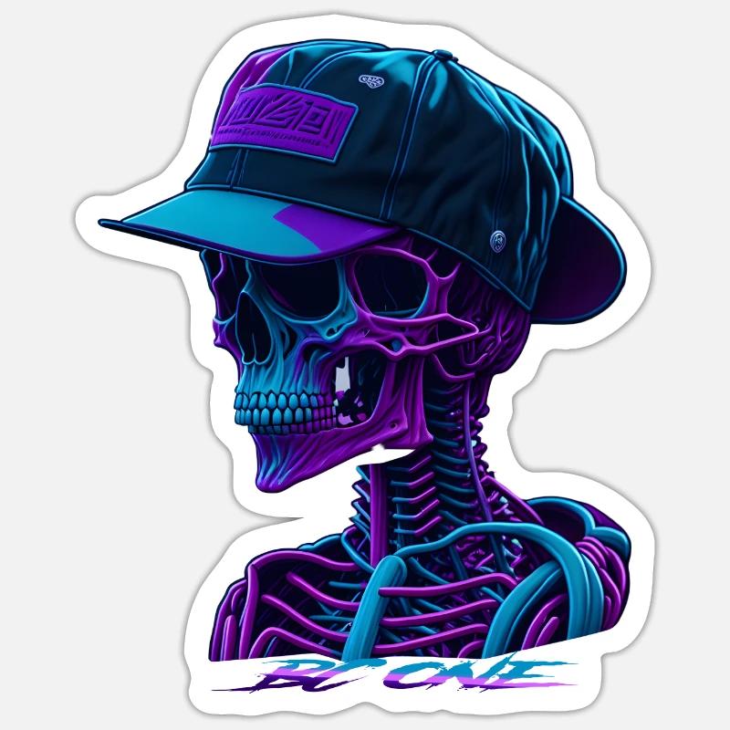 Skelett mit Kappe Sticker Größe S (10 x 10 cm)