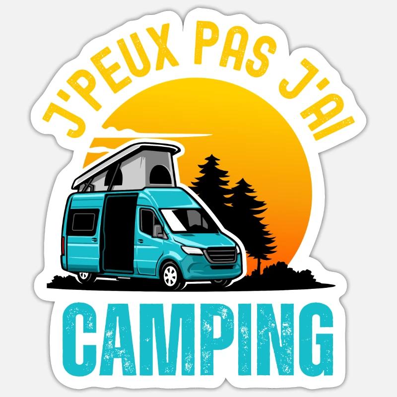 J ai camping - Sticker taille S (10 x 10 cm) - blanc mat
