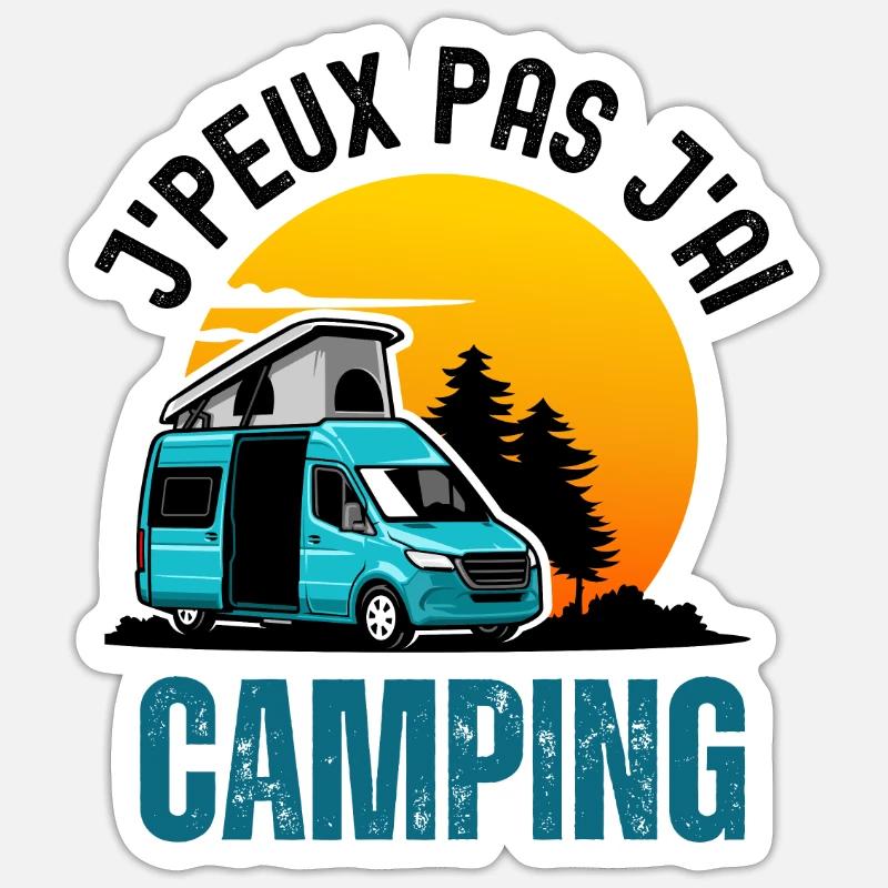 J ai camping - Sticker taille S (10 x 10 cm) - blanc mat