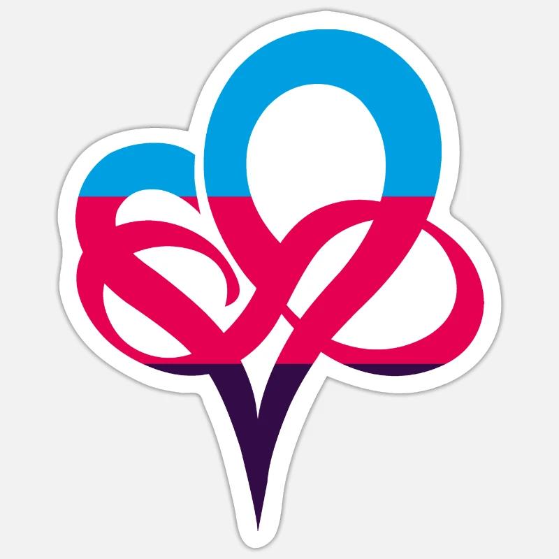 Polyamorie Flagge Infinity Heart Unendlichherz - Sticker Größe S (10 x 10 cm) - Mattweiß