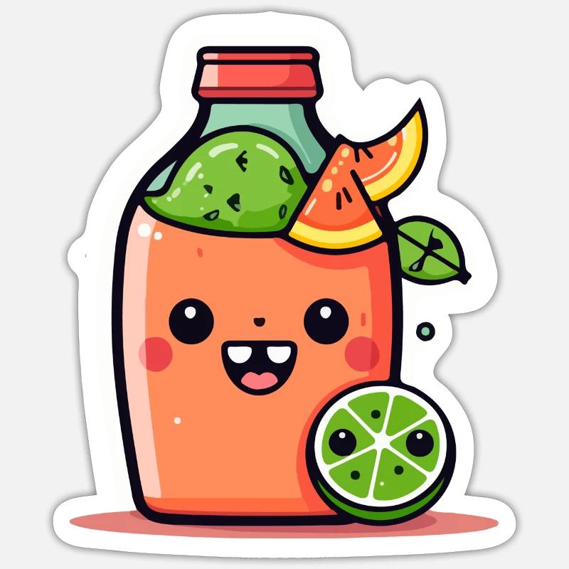 Jus de pastèque Kawaii - Sticker taille S (10 x 10 cm) - blanc mat