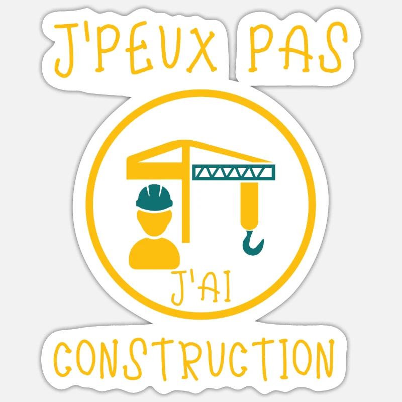 Chantier construction - Sticker taille S (10 x 10 cm) - blanc mat