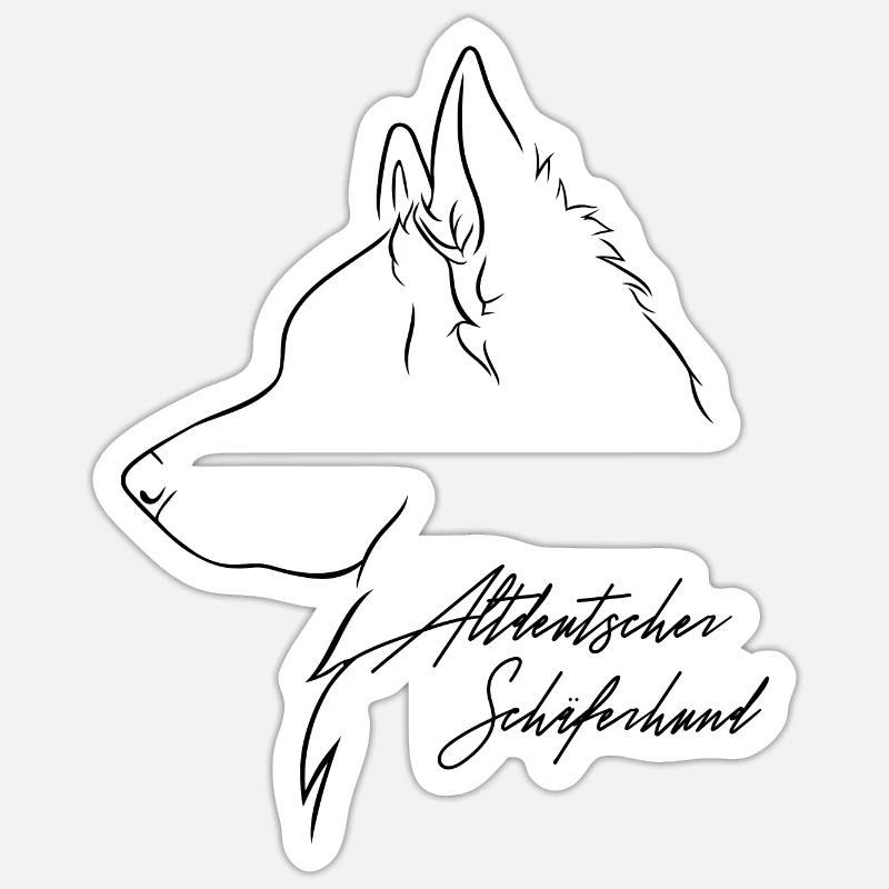 Altdeutscher Schäferhund Profil Hunde Wilsigns - Sticker Größe S (10 x 10 cm) - Mattweiß