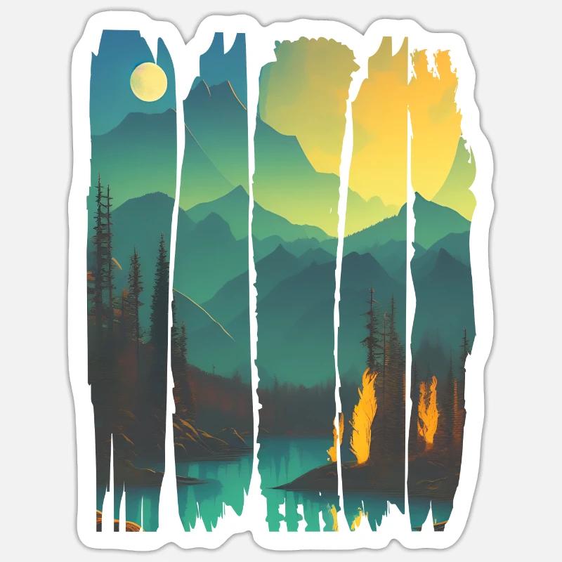 Landscape Campfire Forest Sticker size S (10 x 10 cm)