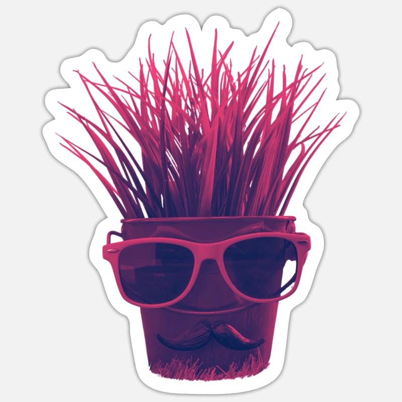 "Hipster aux herbes !!!! - Sticker taille S (10 x 10 cm) - blanc mat