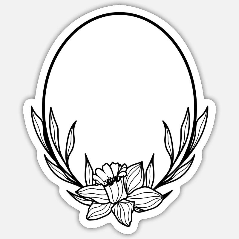 Willow leaf Boho Floral Wreath 5 Sticker size S (10 x 10 cm)