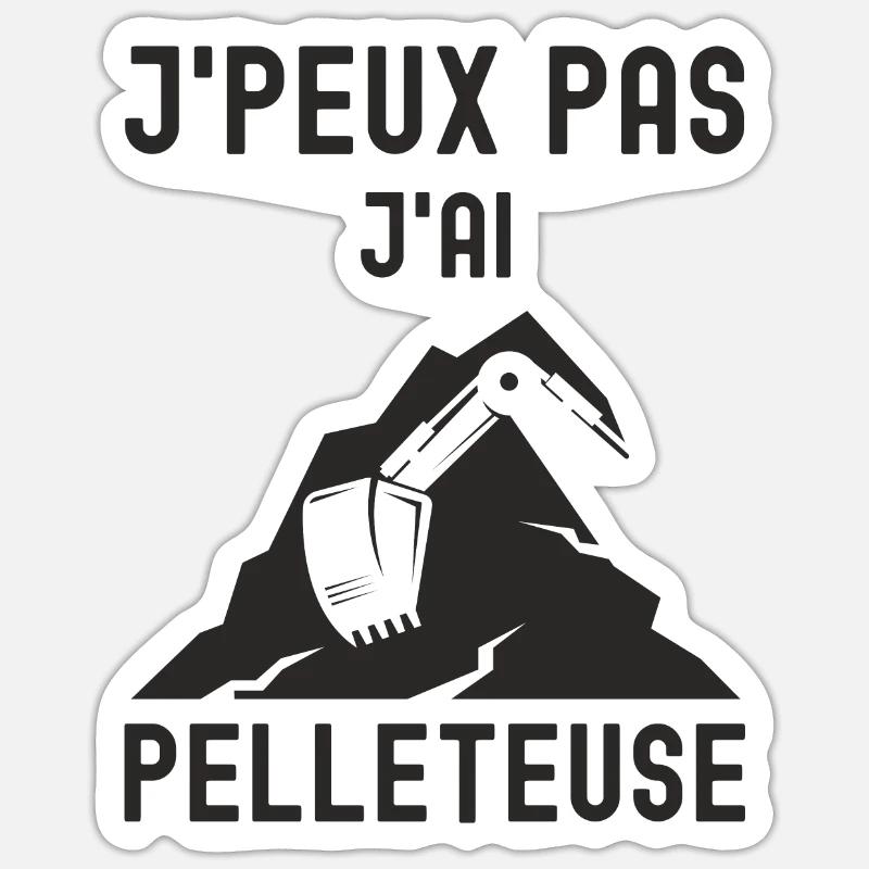 Chantier de construction pelleteuse 1 - Sticker taille S (10 x 10 cm) - blanc mat