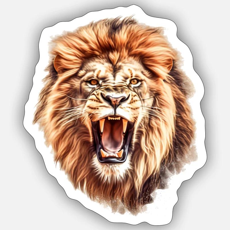 Tête de Lion - Sticker taille S (10 x 10 cm) - blanc mat