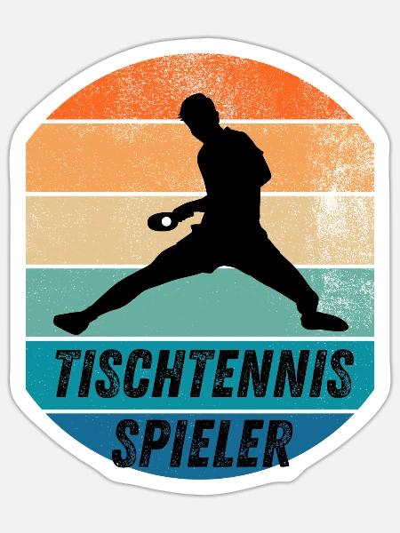 Tischtennisspieler - Sticker Größe S (10 x 10 cm) - Mattweiß