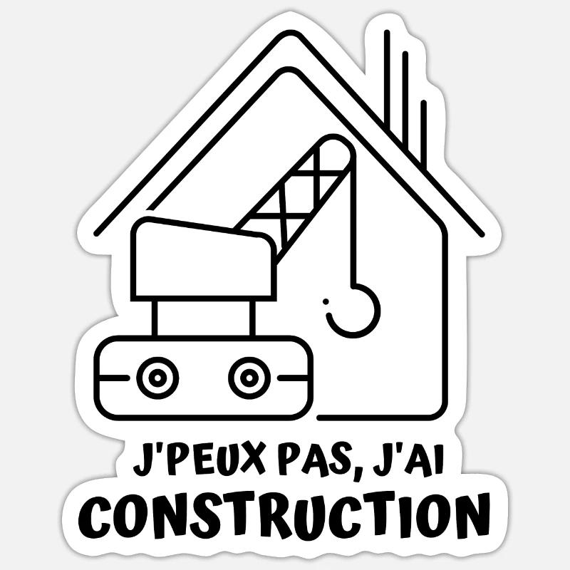 Construction chantier batiment 1 - Sticker taille S (10 x 10 cm) - blanc mat