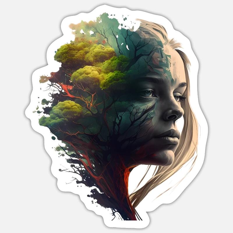 Rainbowtree-Nature-Girl - Sticker size S (10 x 10 cm) - white matte