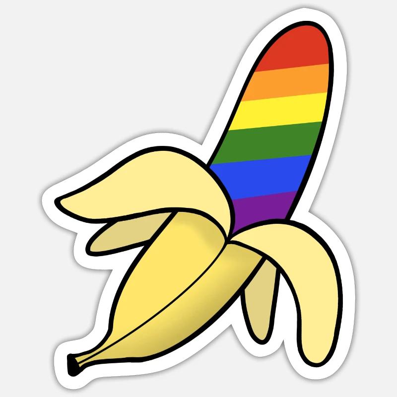 Fierté LGBTQ Banane - Sticker taille S (10 x 10 cm) - blanc mat