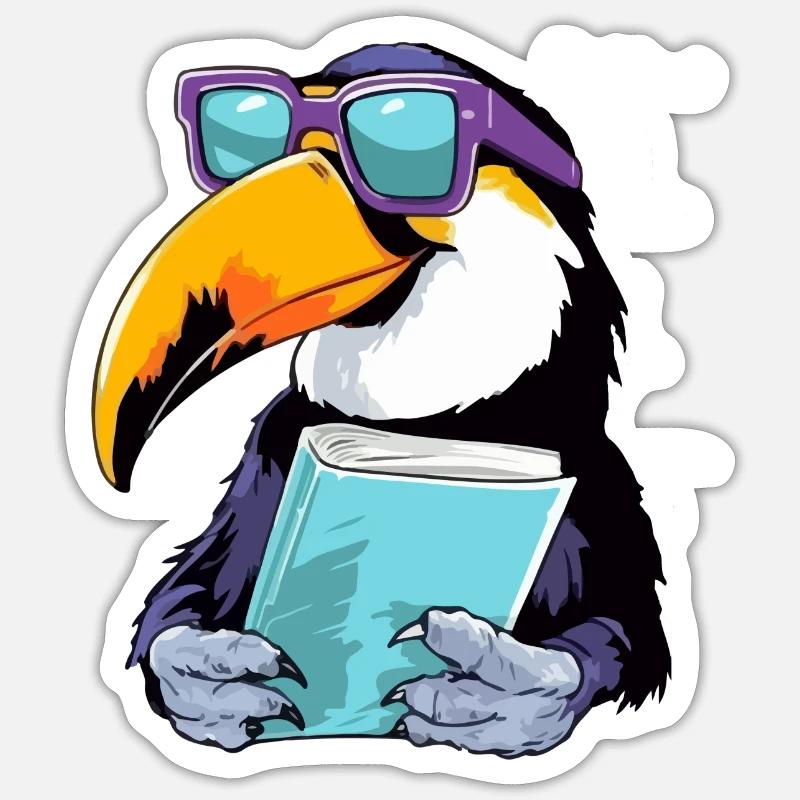 Prof le toucan - Sticker taille S (10 x 10 cm) - blanc mat