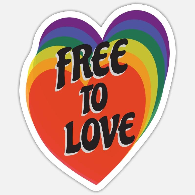 Libre d’aimer - LGBT - Sticker taille S (10 x 10 cm) - blanc mat