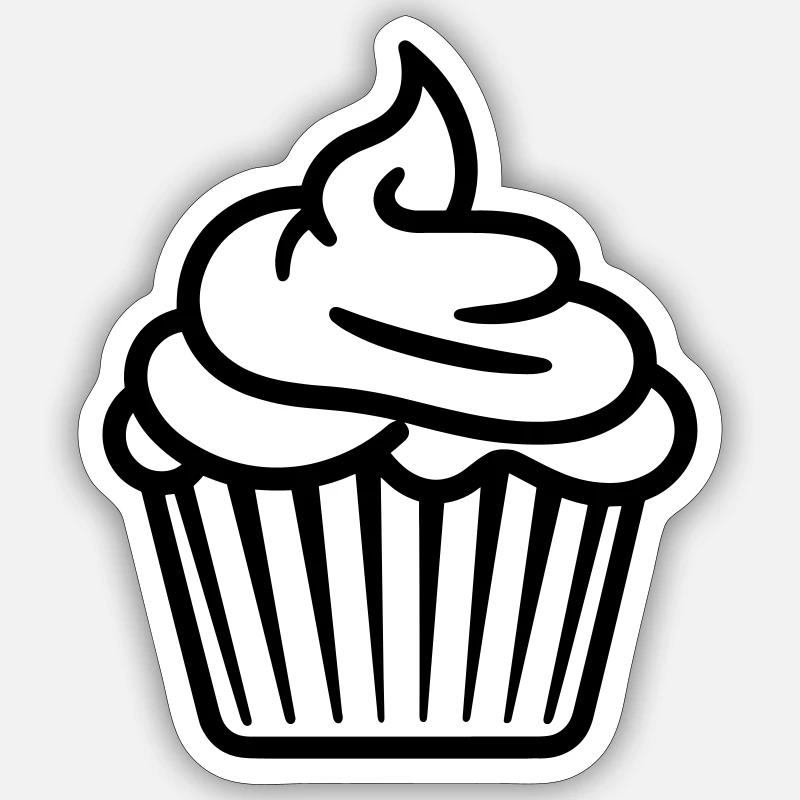 Cupcake - Sticker Größe S (10 x 10 cm) - Mattweiß