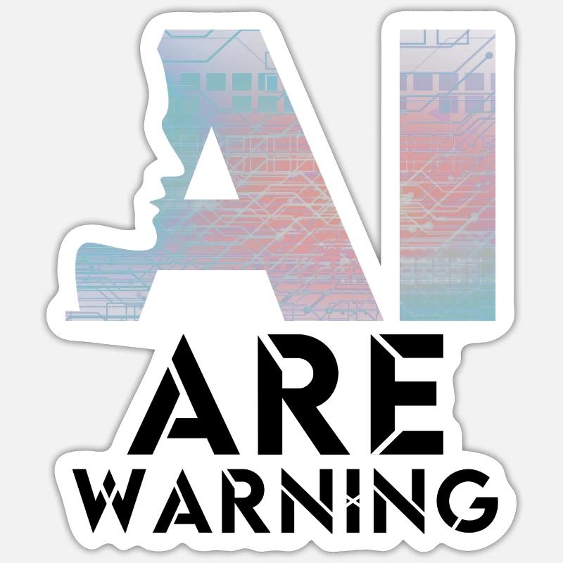 Alerte IA Prudence Intelligence Artificielle - Sticker taille S (10 x 10 cm) - blanc mat