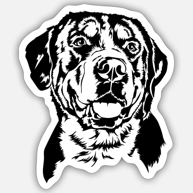 Grosser Schweizer Sennenhund Portrait Wilsigns - Sticker Größe S (10 x 10 cm) - Mattweiß