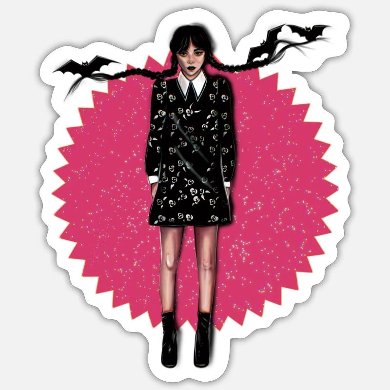 Charmantes dunkles Mädchen - Sticker Größe S (10 x 10 cm) - Mattweiß