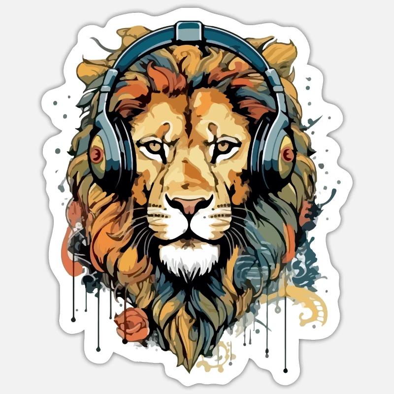 Jack, der audiophile Löwe Sticker Größe S (10 x 10 cm)