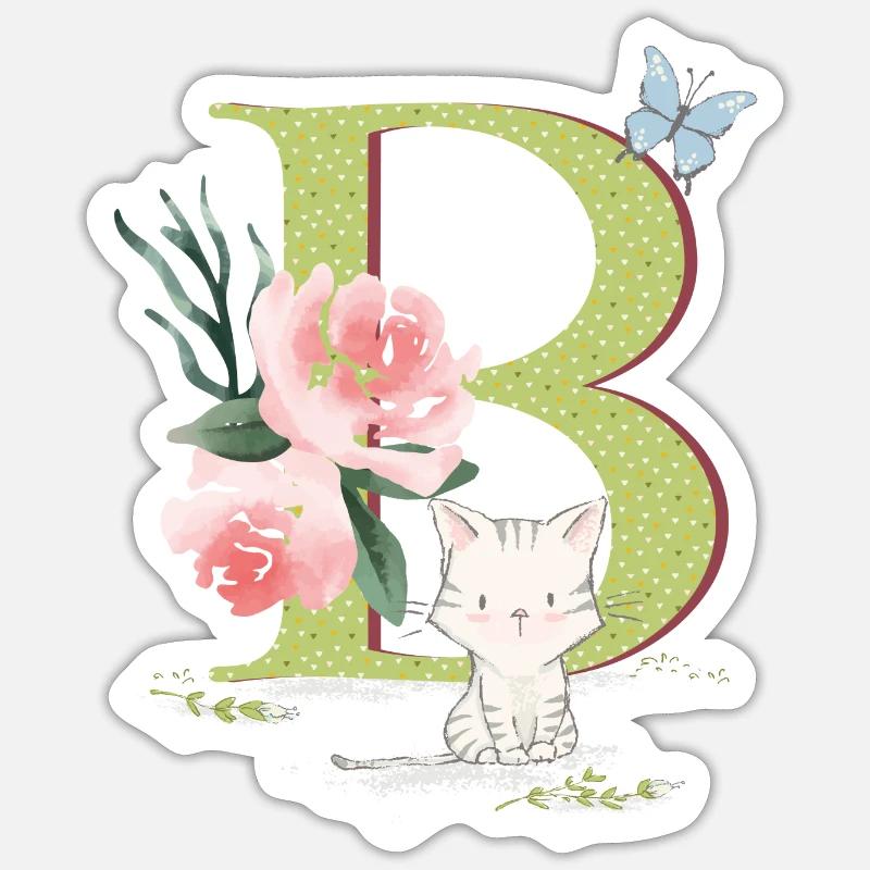 Initial letter B with cat Sticker size S (10 x 10 cm)