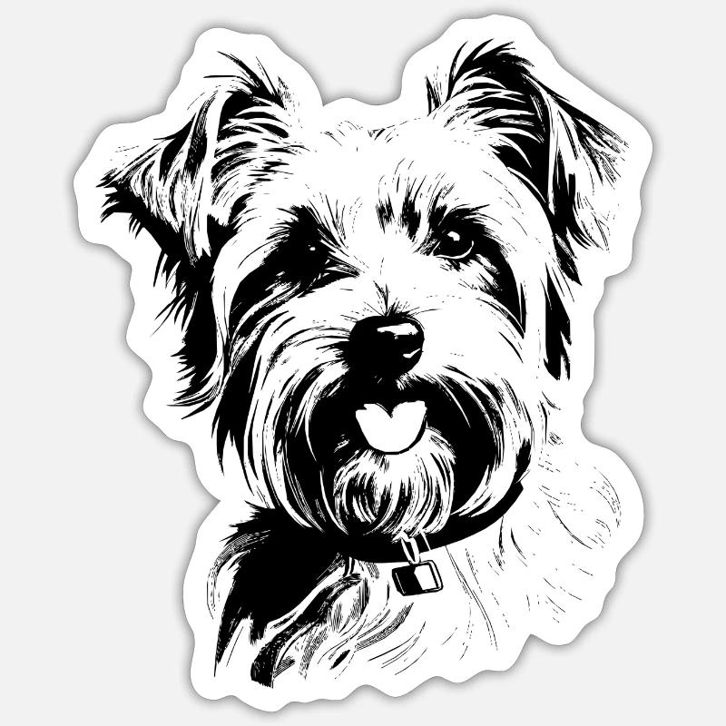 Yorkshire Terrier - Sticker taille S (10 x 10 cm) - blanc mat