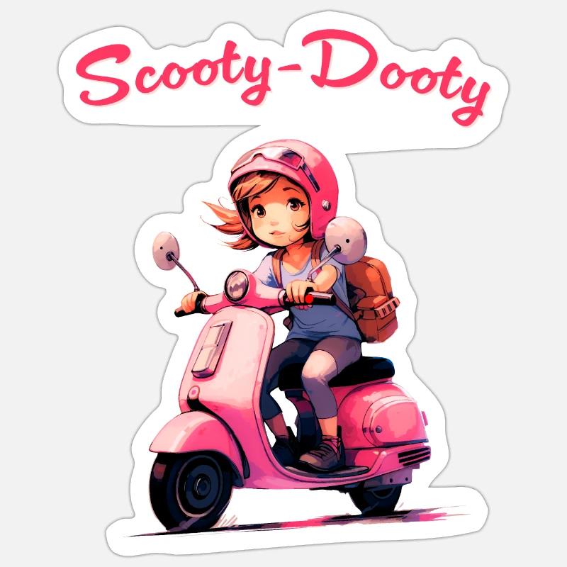 Fille de scooter - Sticker taille S (10 x 10 cm) - blanc mat