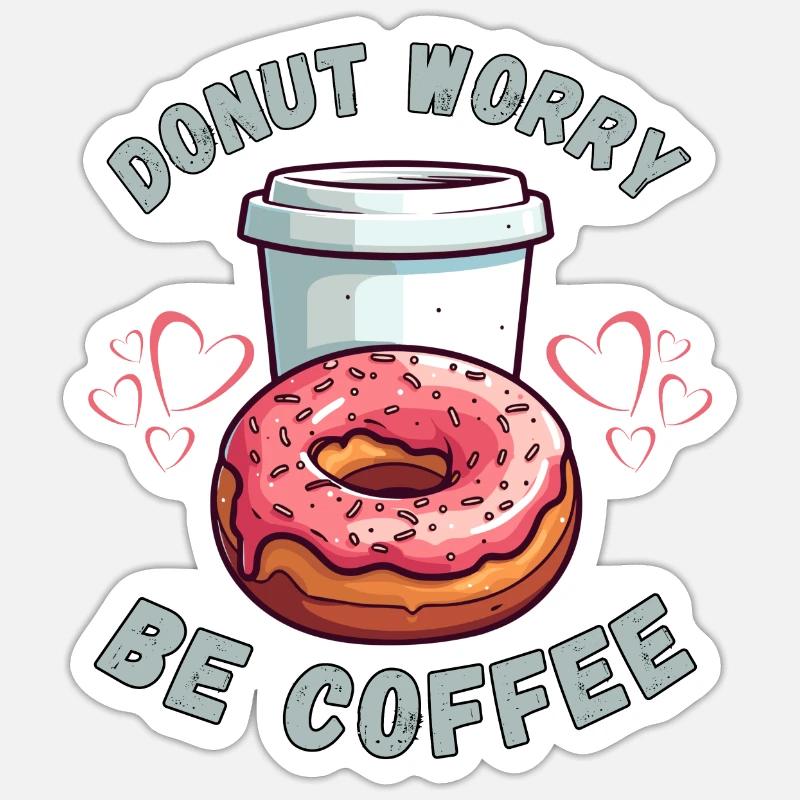 Café & Donut Dreams - Sticker taille S (10 x 10 cm) - blanc mat