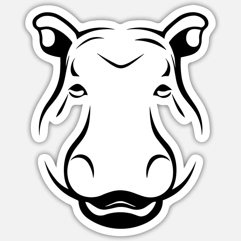 hippopotame - Sticker taille S (10 x 10 cm) - blanc mat