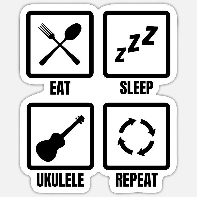Ukulele Player Routine - Sticker size S (10 x 10 cm) - white matte