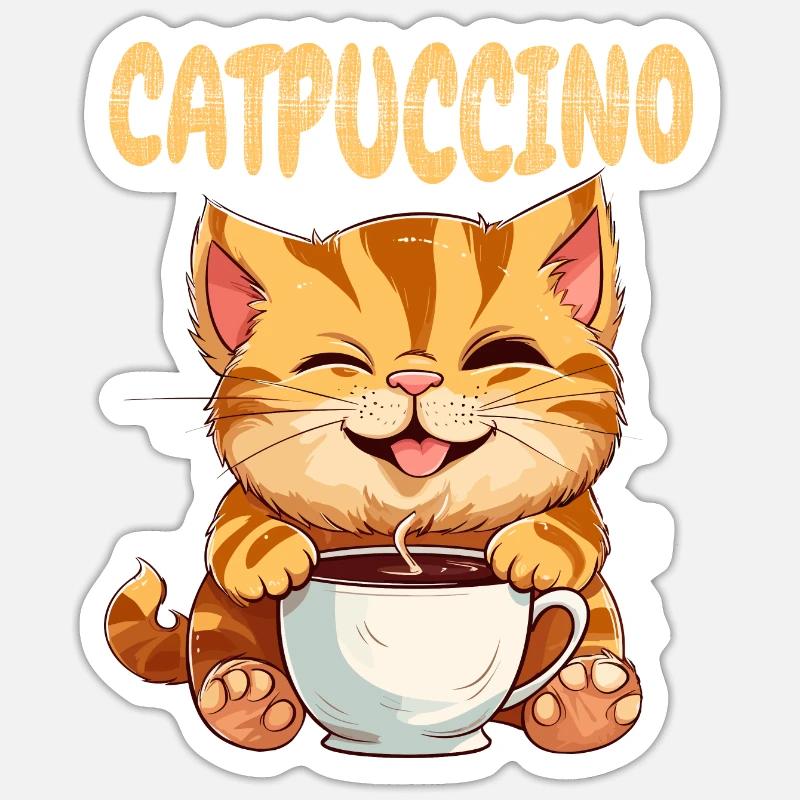 Cappuccino Cat - Sticker size S (10 x 10 cm) - white matte