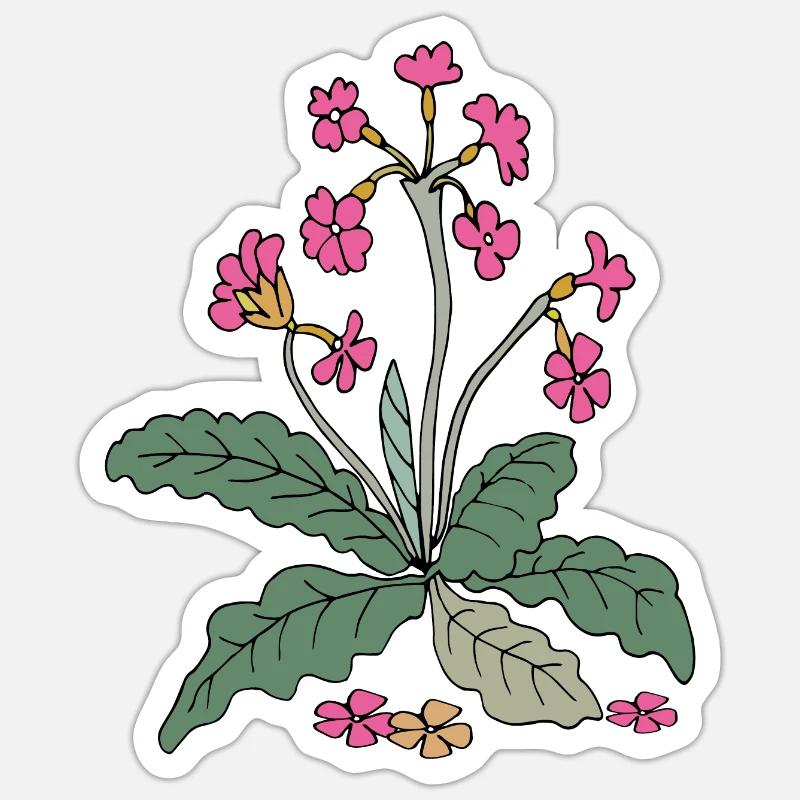 Primrose, forget-me-not - Sticker size S (10 x 10 cm) - white matte