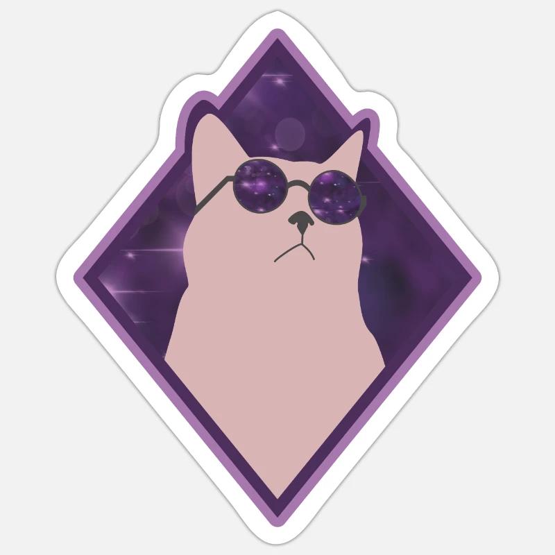 Chat Galaxy - Sticker taille S (10 x 10 cm) - blanc mat