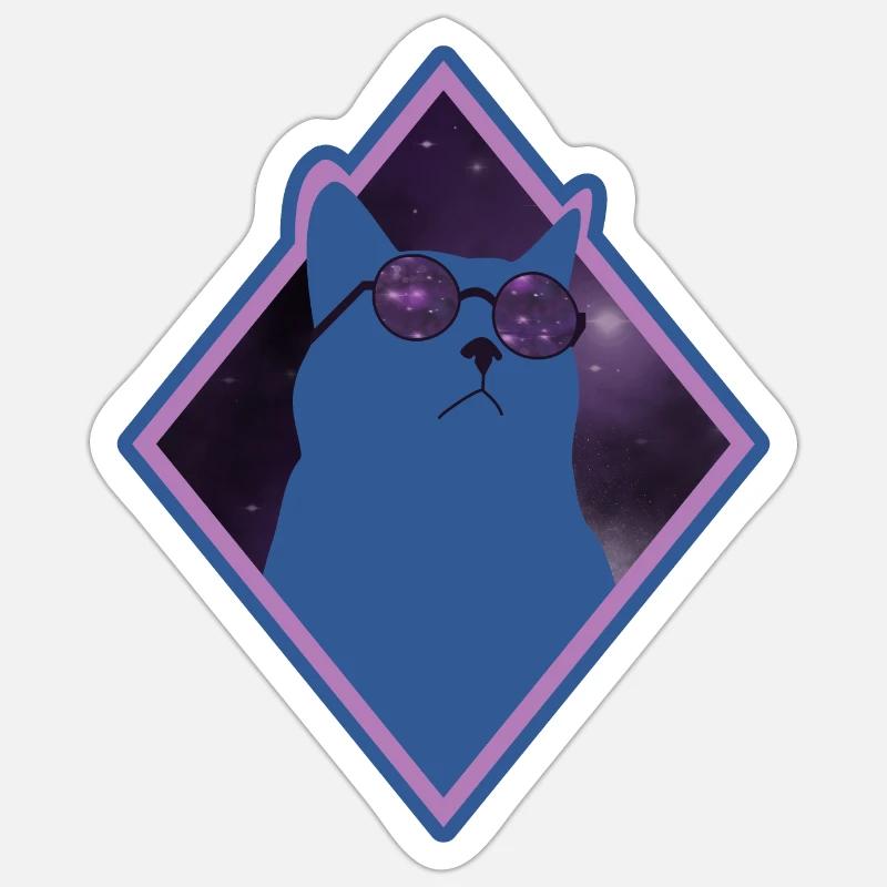 Chat Galaxy bleu Sticker taille S (10 x 10 cm)