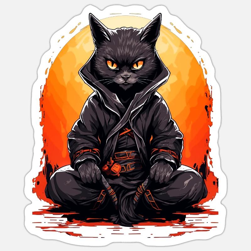 Samurai Cat 1 Sticker size S (10 x 10 cm)