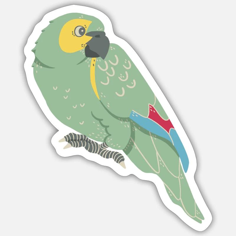 Papagei: Blaustirnamazone - Sticker Größe S (10 x 10 cm) - Mattweiß