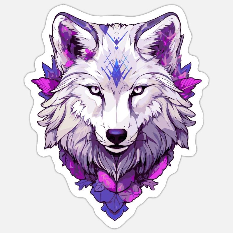 Loup #4 - Sticker taille S (10 x 10 cm) - blanc mat