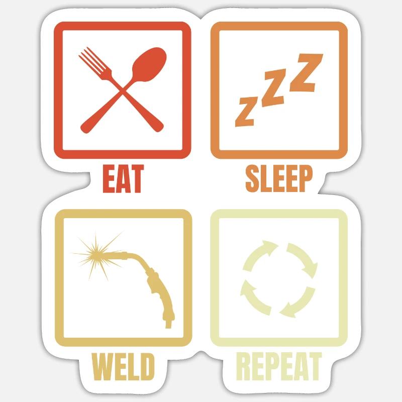 Manger Sommeil Soudure Répéter - Sticker taille S (10 x 10 cm) - blanc mat
