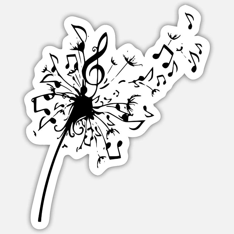 Dandelion musical notes - Sticker size S (10 x 10 cm) - white matte
