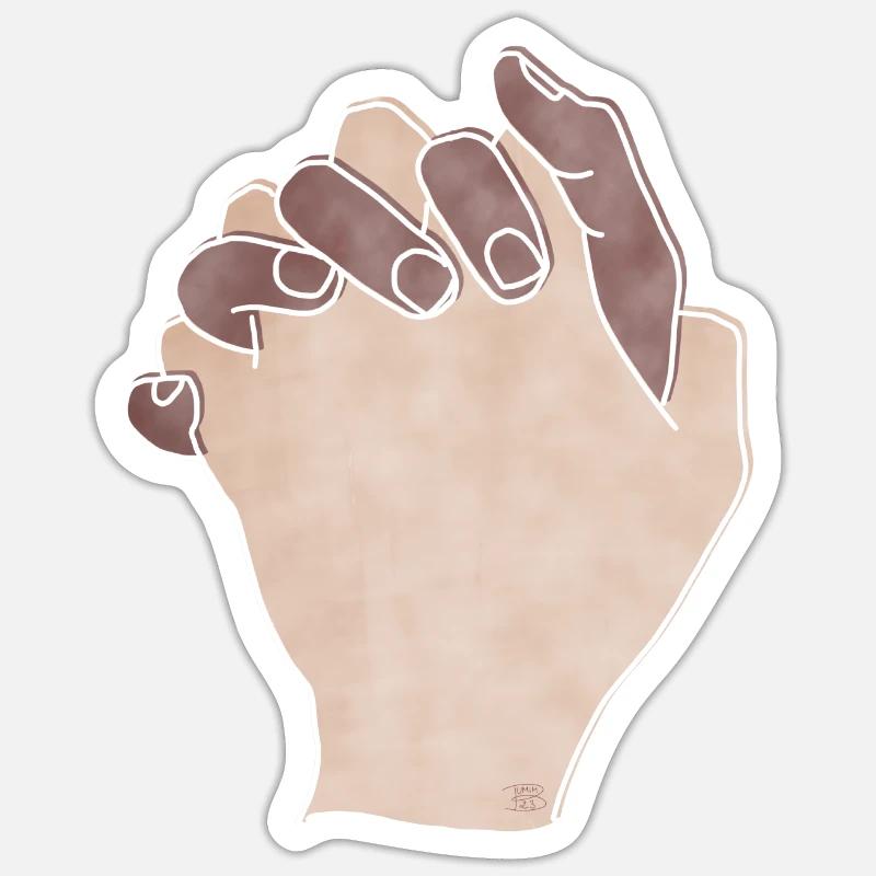 "Together Forever", Boho Line Art Design, „Hands“ Sticker Größe S (10 x 10 cm)