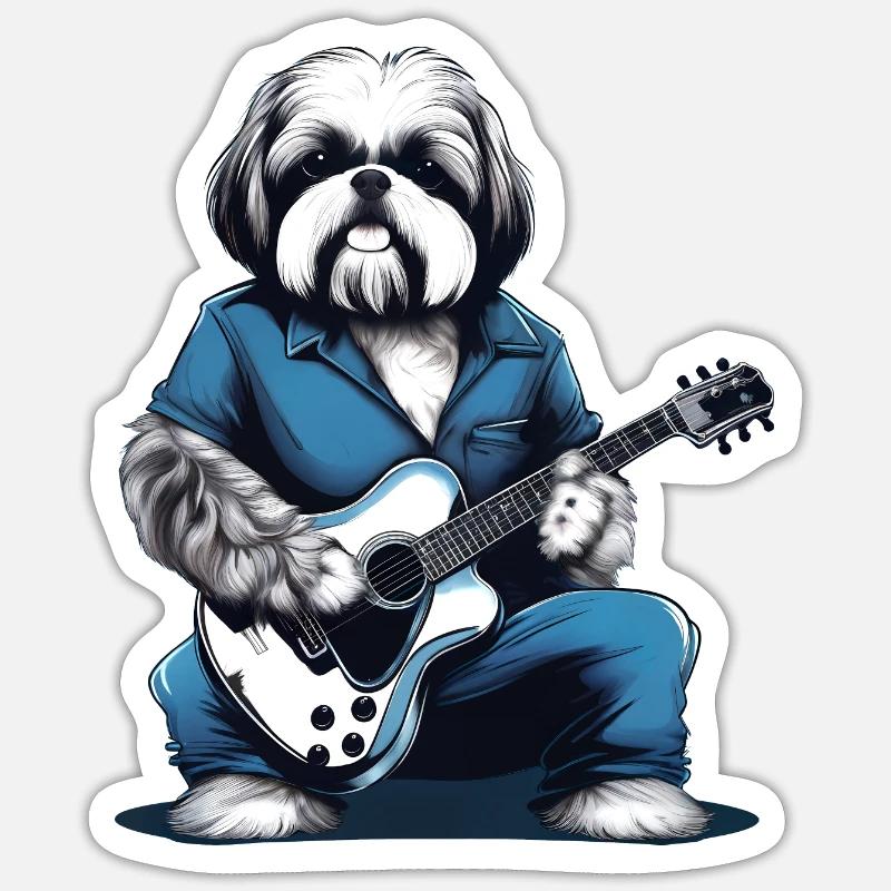 Bluesy Shih-Tzu Serenade Sticker size S (10 x 10 cm)