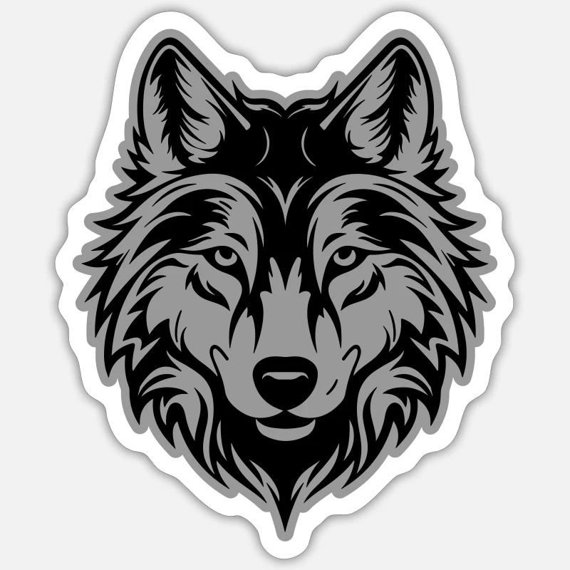 Silhouette de loup - Sticker taille S (10 x 10 cm) - blanc mat