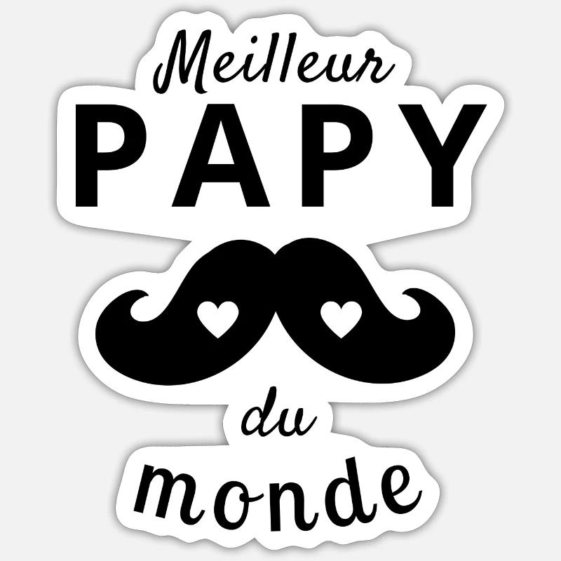meilleur papy dU MONDE - Sticker taille S (10 x 10 cm) - blanc mat