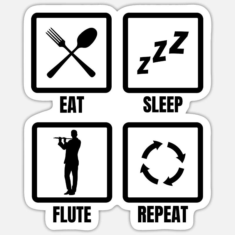 Routine de joueur de flûte - Sticker taille S (10 x 10 cm) - blanc mat