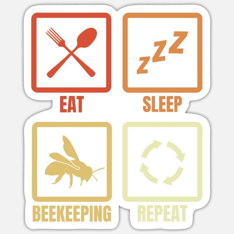 Eat Sleep Beekeeping Repeat - Sticker size S (10 x 10 cm) - white matte