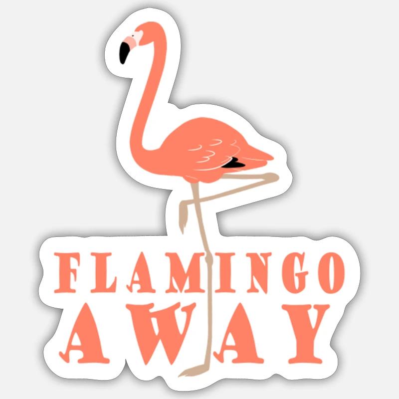 Flamant rose loin - Sticker taille S (10 x 10 cm) - blanc mat